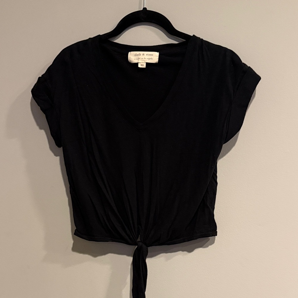 EUC cloth & stone black Tie-Front Top, sz XS
